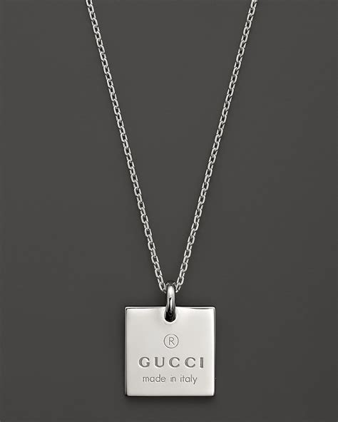 gucci sterling silver trademark square necklace|Gucci interlocking g silver necklace.